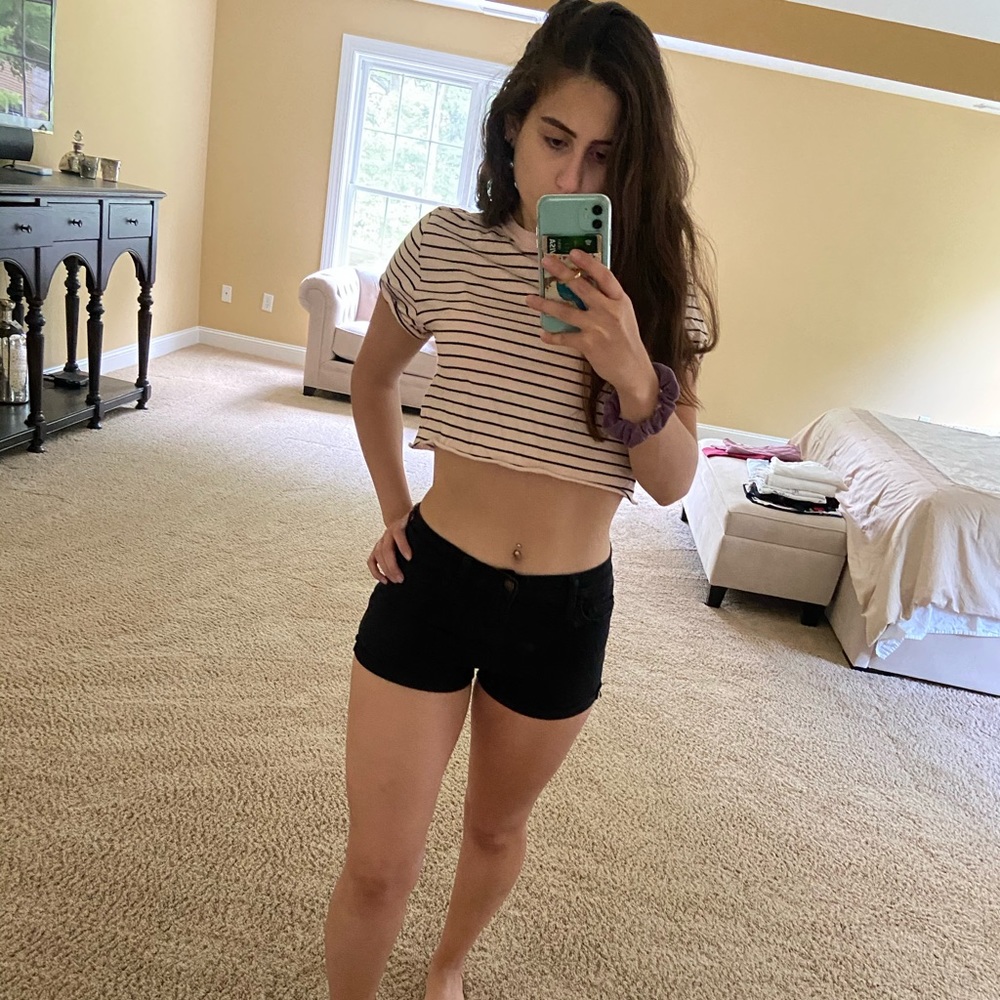 Black high-waisted booty shorts